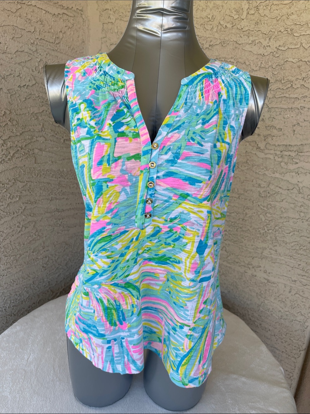 Lilly Pulitzer Multicolor Brushstroke Sleeveless Essie  - Pink, Blue, Green